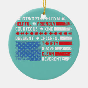 Vintage US Amerika Flagge Scouting Gesetz Happy 4. Keramik Ornament