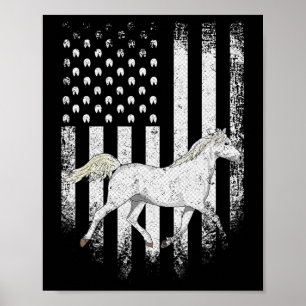 Vintage US-amerikanische Flagge Arabian Horseback Poster