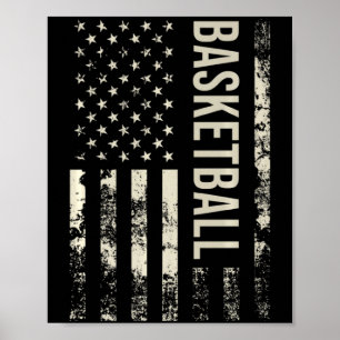 Vintage US-amerikanische Flagge Basketball Premium Poster