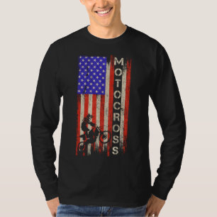 Vintage US-amerikanische Flagge Motocross Dirt Bik T-Shirt