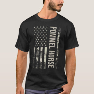 Vintage-US-amerikanische-Flagge-Paumbalken-Pferd T-Shirt