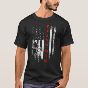 Vintage US-amerikanische Flagge Piano Mama Pianist T-Shirt