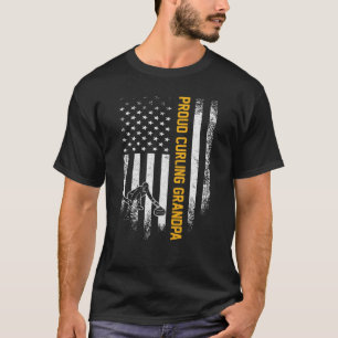 Vintage US-amerikanische Flagge Proud Curling Opa T-Shirt