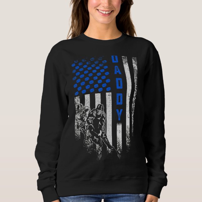 Vintage US-amerikanische Flagge Proud Hockey Daddy Sweatshirt (Vorderseite)