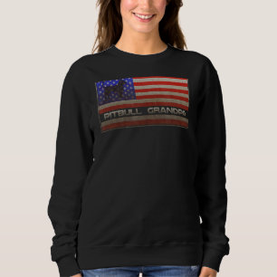 Vintage US-amerikanische Flagge Proud Pitbull Opa  Sweatshirt