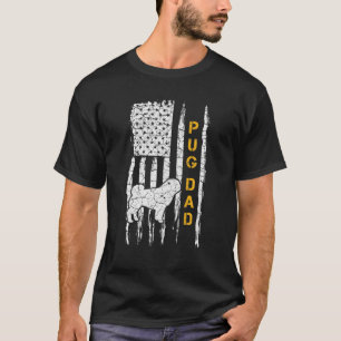 Vintage US-amerikanische Flagge Pugdog Mops Dog Va T-Shirt