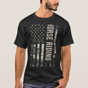 Vintage-US-amerikanische-Flagge-Reiten T-Shirt