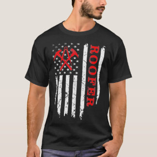 Vintage US-amerikanische Flagge Roofer 4. Juli Roo T-Shirt