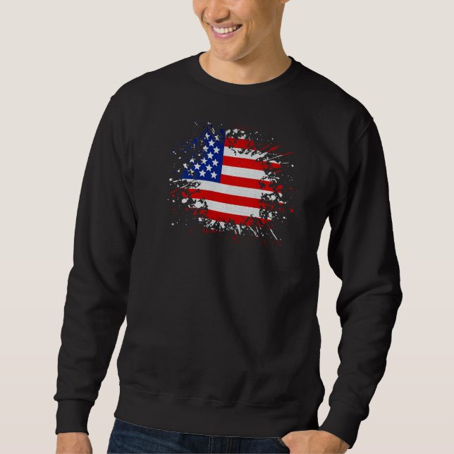 Vintage US-amerikanische Flagge Stilftiger Splash Sweatshirt (Vorderseite)