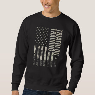 Vintage US-amerikanische Flagge Triathlon-Training Sweatshirt