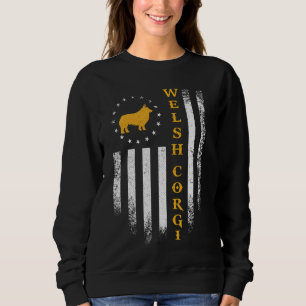 Vintage US-amerikanische Flaggen-Liebe Welsh Corgi Sweatshirt