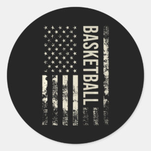 Vintage US-amerikanischer Flag Basketball Premium Runder Aufkleber