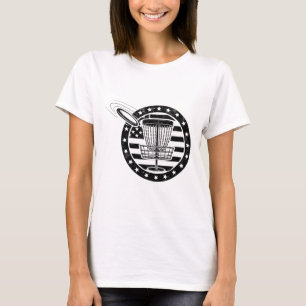 Vintage-US-Flag-Disc-Golf-Sketch-Golfer-Golfing-Te T-Shirt