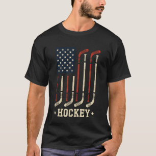 Vintage-US-Flag-Eishockeyspieler-Torwart-Schläger T-Shirt