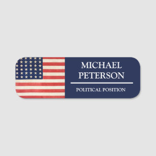 Vintage US-FLAG-Politische Kampagne Namensschild