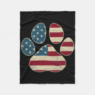 Vintage US-Flagge 4. Juli Paw Print Patriotic D Fleecedecke