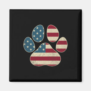 Vintage US-Flagge 4. Juli Paw Print Patriotic D Magnet