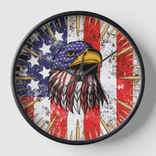 Vintage-US-Flagge Amerikanischer Adler Uhr
