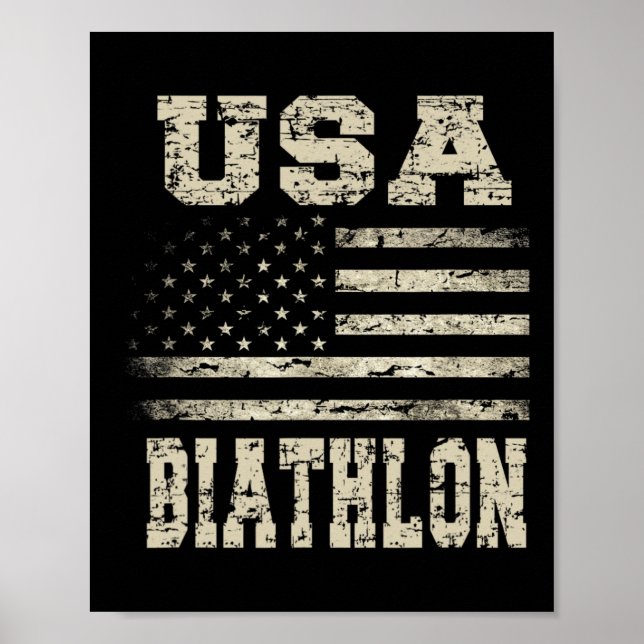 Vintage US-Flagge Biathlon Poster (Vorne)