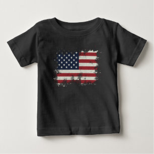 Vintage US-Flagge gestört 4. Juli Patriotic Baby T-shirt