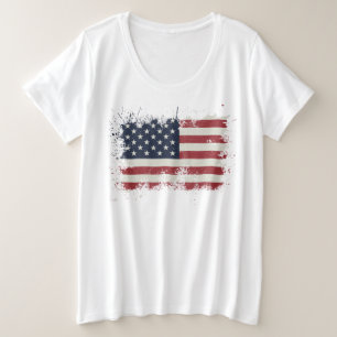 Vintage US-Flagge gestört 4. Juli Patriotic Große Größe T-Shirt
