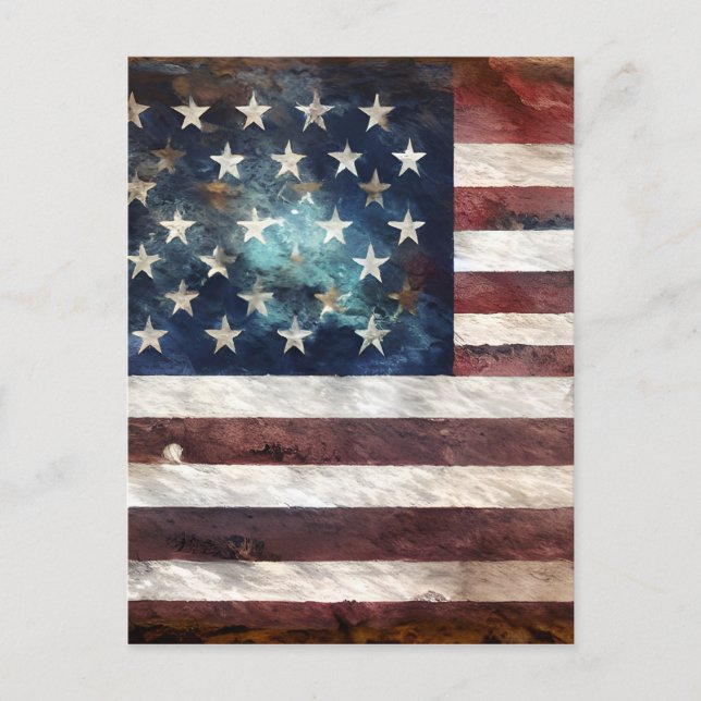 Vintage US-Flagge Grafik Postkarte (Vorderseite)