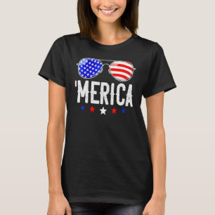 Vintage US-Flagge Merica Sonnenbrille Unabhängigke T-Shirt