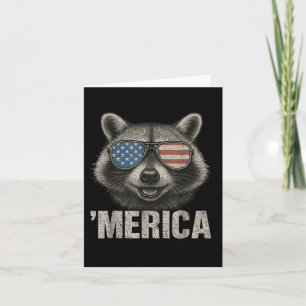 Vintage US-Flagge Merica Waschbär 4. Juli Lustiger Karte
