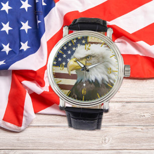 Vintage US-Flagge mit American Eagle Armbanduhr