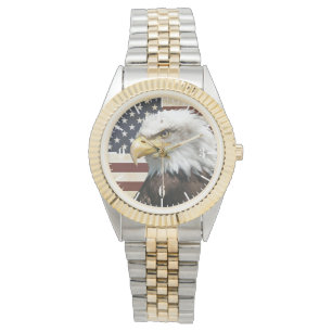 Vintage US-Flagge mit American Eagle Armbanduhr