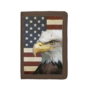 Vintage US-Flagge mit American Eagle Trifold Geldbörse