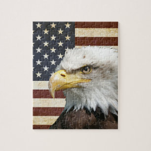 Vintage US-Flagge mit amerikanischem Adler Puzzle