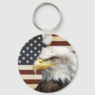 Vintage US-Flagge mit amerikanischem Adler Schlüsselanhänger