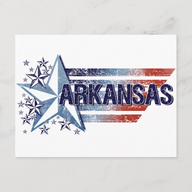 Vintage US-Flagge mit Star - Arkansas Postkarte (Vorderseite)