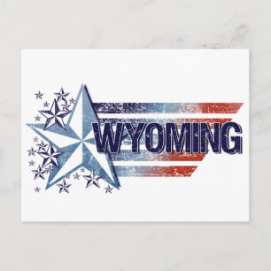 Vintage US-Flagge mit Star - Wyoming Postkarte