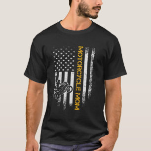 Vintage US-Flagge Proud Motorrad Dirt Bike Mama Si T-Shirt