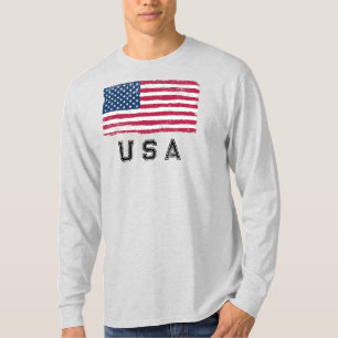 Vintage-US-Flagge (schwarzer Text) Langarm T-Shirt