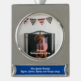 Vintage US Flagge unter amerikanischer Flagge Banner-Ornament Silber