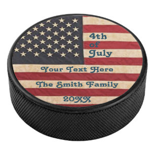 Vintage US Flagge unter amerikanischer Flagge Eishockey Puck