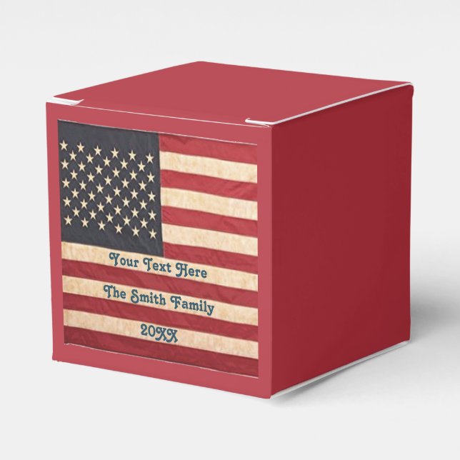 Vintage US Flagge unter amerikanischer Flagge Geschenkschachtel (Vorderseite)