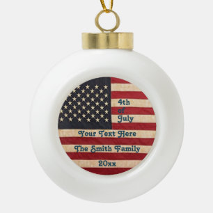 Vintage US Flagge unter amerikanischer Flagge Keramik Kugel-Ornament