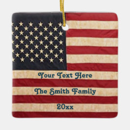 Vintage US Flagge unter amerikanischer Flagge Keramikornament