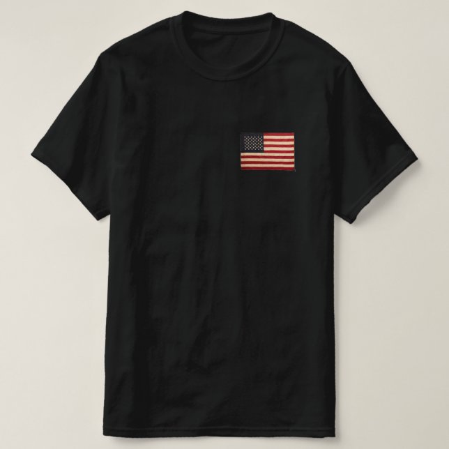 Vintage US Flagge unter amerikanischer Flagge T-Shirt (Design vorne)