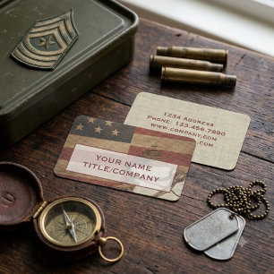 Vintage US-Flaggen Firmenname Visitenkarte