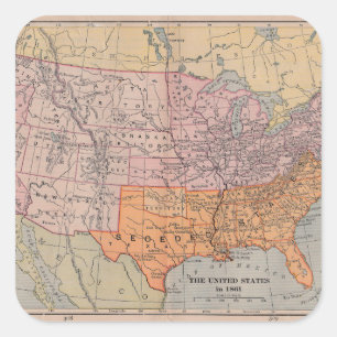 Vintage-US-Karten aus der Ära des Bürgerkriegs 186 Quadratischer Aufkleber