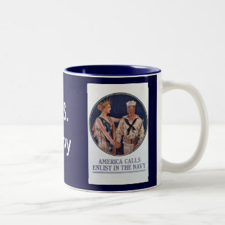 Vintage US-Marine-Amerika-Anrufe, die Plakat Zweifarbige Tasse