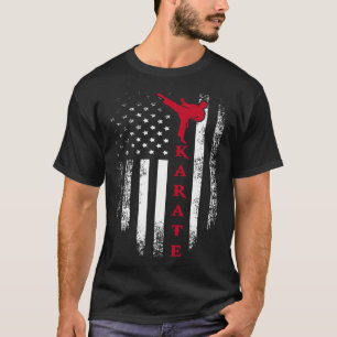 Vintage US Red White Karate American Flag Cool T-Shirt
