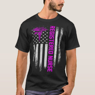 Vintage US Rn Registered Nurse American Flag Patch T-Shirt
