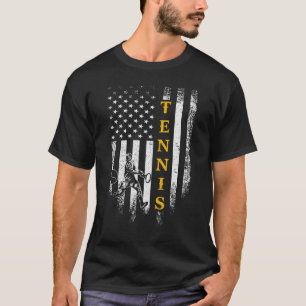 Vintage-US-Tennisspieler-Team-Amerikanische-Flagge T-Shirt