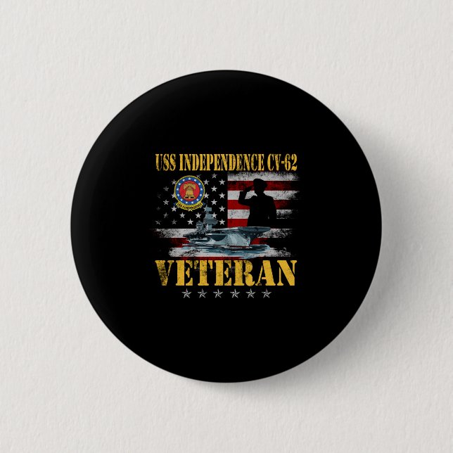 Vintage US-Unabhängigkeit Cv-62 Flugzeugträger Fl Button (Vorderseite)